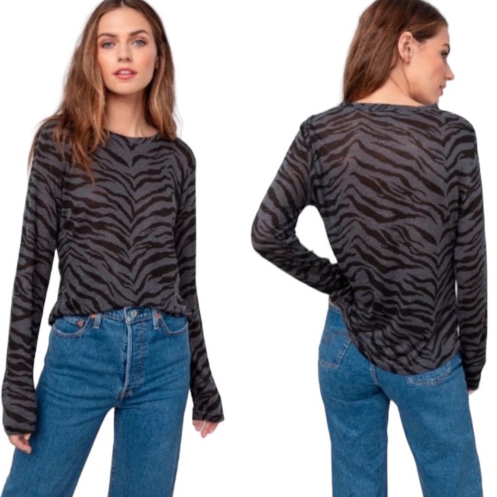 Rails Sully Gray & Black Tiger Striped Print Long… - image 2